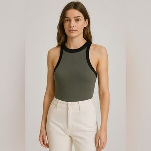 Bozzolo Olive and Black Tank Top